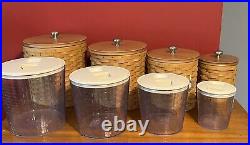 2003 Longaberger Weaved Basket Canister Set With Plastic Inserts & Lids