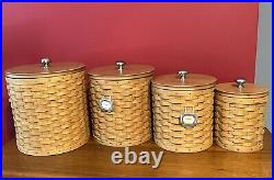 2003 Longaberger Weaved Basket Canister Set With Plastic Inserts & Lids