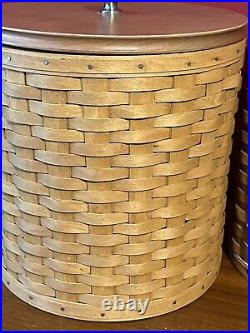 2003 Longaberger Weaved Basket Canister Set With Plastic Inserts & Lids