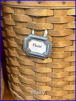 2003 Longaberger Weaved Basket Canister Set With Plastic Inserts & Lids