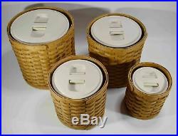 2004 Longaberger Basket Canister Set With Sealed Plastic Inserts and lidsEUC