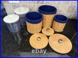 2004 Longaberger Basket Navy Protectors & Lids 13-Pc Canister Set Made In USA