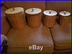 2004 Longaberger Canister (4) Set With Sealed Plastic Inserts withlids