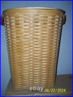 2004 Longaberger Warm Brown XL Oval Wastebasket Laundry Hamper Set