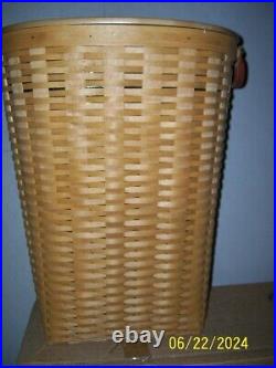 2004 Longaberger Warm Brown XL Oval Wastebasket Laundry Hamper Set