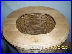 2004 Longaberger Warm Brown XL Oval Wastebasket Laundry Hamper Set