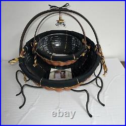2006 Longaberger Autumn Treats BOTH Basket Set with IRON SPIDER LEG STAND & TIE ON