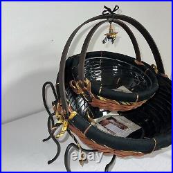 2006 Longaberger Autumn Treats BOTH Basket Set with IRON SPIDER LEG STAND & TIE ON