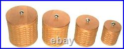 2006 Longaberger Basket Wooden Lids, Protectors & Lids 16-Pc Canister Set