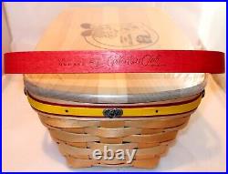 2007 Longaberger Charter CC Jelly Belly Basket Set Liner Protector LID Tie On