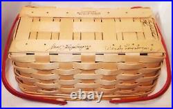 2007 Longaberger Charter CC Jelly Belly Basket Set Liner Protector LID Tie On