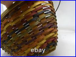 2008 Longaberger Basket Fiesta Colorful Chip & Dip Set with Wrought Iron Holder