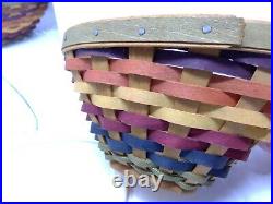 2008 Longaberger Basket Fiesta Colorful Chip & Dip Set with Wrought Iron Holder