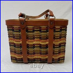 2008 Longaberger Bright Multi Color Village Tote Basket Brand New