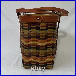 2008 Longaberger Bright Multi Color Village Tote Basket Brand New