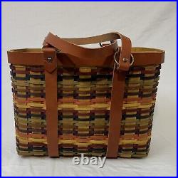 2008 Longaberger Bright Multi Color Village Tote Basket Brand New