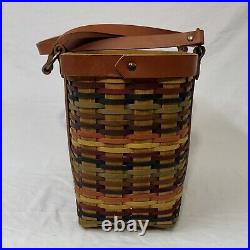 2008 Longaberger Bright Multi Color Village Tote Basket Brand New