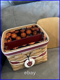 2009 LONGABERGER Basket With IU Tie Basketball Liner And Lid