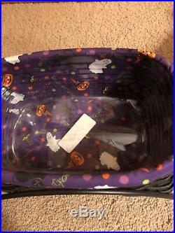 2009 Longaberger BLACK CAT Halloween basket wrought iron, liner & protector set