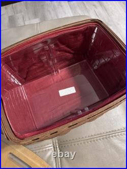 2009 Longaberger Med. Rectangle Storage Basket with Lid, Fabric Liner & Protector
