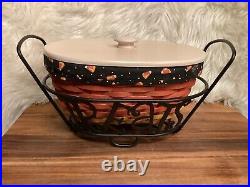 2010 Longaberger Candy Corn Treats Basket with Liner & Lid Wrought Iron Stand