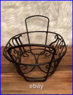 2010 Longaberger Candy Corn Treats Basket with Liner & Lid Wrought Iron Stand