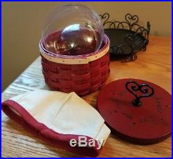 2012 Longaberger Sweetheart Love Songs Basket Set with Wrought Iron Stand