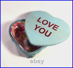 2013 Longaberger Blue Conversation Hearts Basket Sweetheart LOVE YOU Valentines