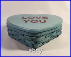 2013 Longaberger Blue Conversation Hearts Basket Sweetheart LOVE YOU Valentines