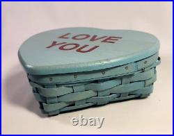 2013 Longaberger Blue Conversation Hearts Basket Sweetheart LOVE YOU Valentines