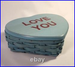 2013 Longaberger Blue Conversation Hearts Basket Sweetheart LOVE YOU Valentines