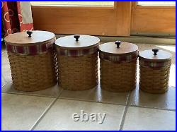 20pc. Longaberger Woven Canister Set with Toboso Plaid liners & protectors & lids