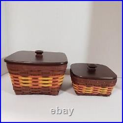 2 Longaberger 2009 Autumn Leaves Large And Small Berry Basket Set Lid Protector