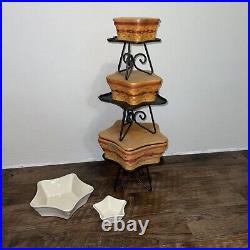 3 Longaberger 2001Christmas STAR basket Wrought Iron Combo 3 sets +extra pottery