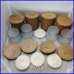 4 Longaberger 2003 7 Tall Round Basket Canister Set Inner Protectors with lids