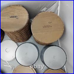 4 Longaberger 2003 7 Tall Round Basket Canister Set Inner Protectors with lids