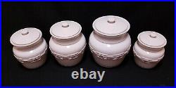 4 Piece LONGABERGER POTTERY CANISTER SET RED Woven Traditions canisters basket