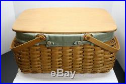 781 Longaberger 2006 Warm Brown CraftKeeping Basket Set Lid/Protector/Sage Liner