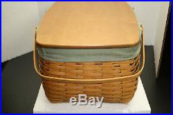 781 Longaberger 2006 Warm Brown CraftKeeping Basket Set Lid/Protector/Sage Liner