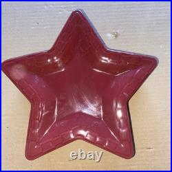 7 Longaberger Basket Woven Traditions Pottery Paprika Red Star Plate No Box