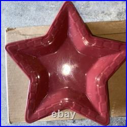 7 Longaberger Basket Woven Traditions Pottery Paprika Red Star Plate No Box