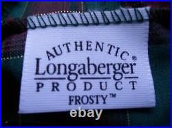 A set of frosty and frosty jnr. Longaberger basket with dust cloth and stand