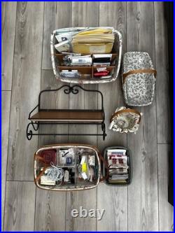Assorted Longaberger Baskets and Wrought Iron Wall Hanging Organizer- FREE S&H