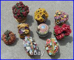 Boyds Bears Beans Treasure Box Lot of 9 w Longaberger Flower Basket Pumpkin READ
