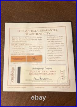 CIB 2008 Longaberger May Series Miniature Sweet Pea Basket & Boyds Treasure Box