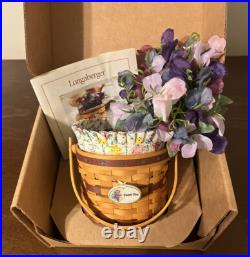 CIB 2008 Longaberger May Series Miniature Sweet Pea Basket & Boyds Treasure Box
