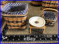 Complete Set 12 Longaberger J. W. Miniature Baskets Collection + pottery