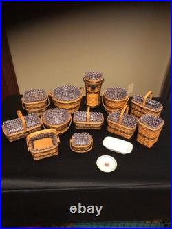 Complete Set of 12 Longaberger Collectors Club JW Miniature Baskets Plus Extras