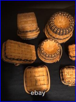 Complete Set of 12 Longaberger Collectors Club JW Miniature Baskets Plus Extras