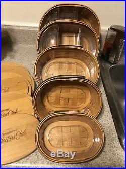 Complete Set of 5 Longaberger Harmony Baskets with Wooden Lids